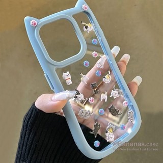 Ốp điện thoại IPhone 15 14 13 12 11 Pro Max X Xr Xs Max 15 14 Plus 3D DIY Sticker Cat Clear Soft Cover