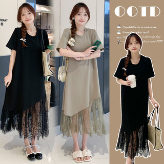 Trang phục bà bầu mùa hè dáng rộng ren khâu viền váy bà bầu phù hợp