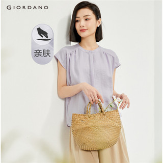 GIORDANO WOMEN Cap sleeve crewneck pleated shirt 05344482