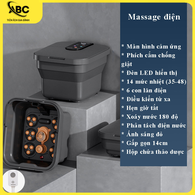 [ CỬA HÀNG ABC ] Máy ngâm chân massage chân gấp gọn tự động làm nóng an toàn