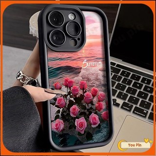 Ốp Lưng Cho Realme C12 C25 C25S C21Y C25Y C21 Ốp Lưng C15 C11 2021 C30 C30S C35 C33 C2 C53 C51 C55 C67 Note 50 Realme 5 5i 6i 5S 7 7i 8 Pro 8i 10 Ốp Lưng TPU Seaview Hoa Hồng Ốp điện thoại
