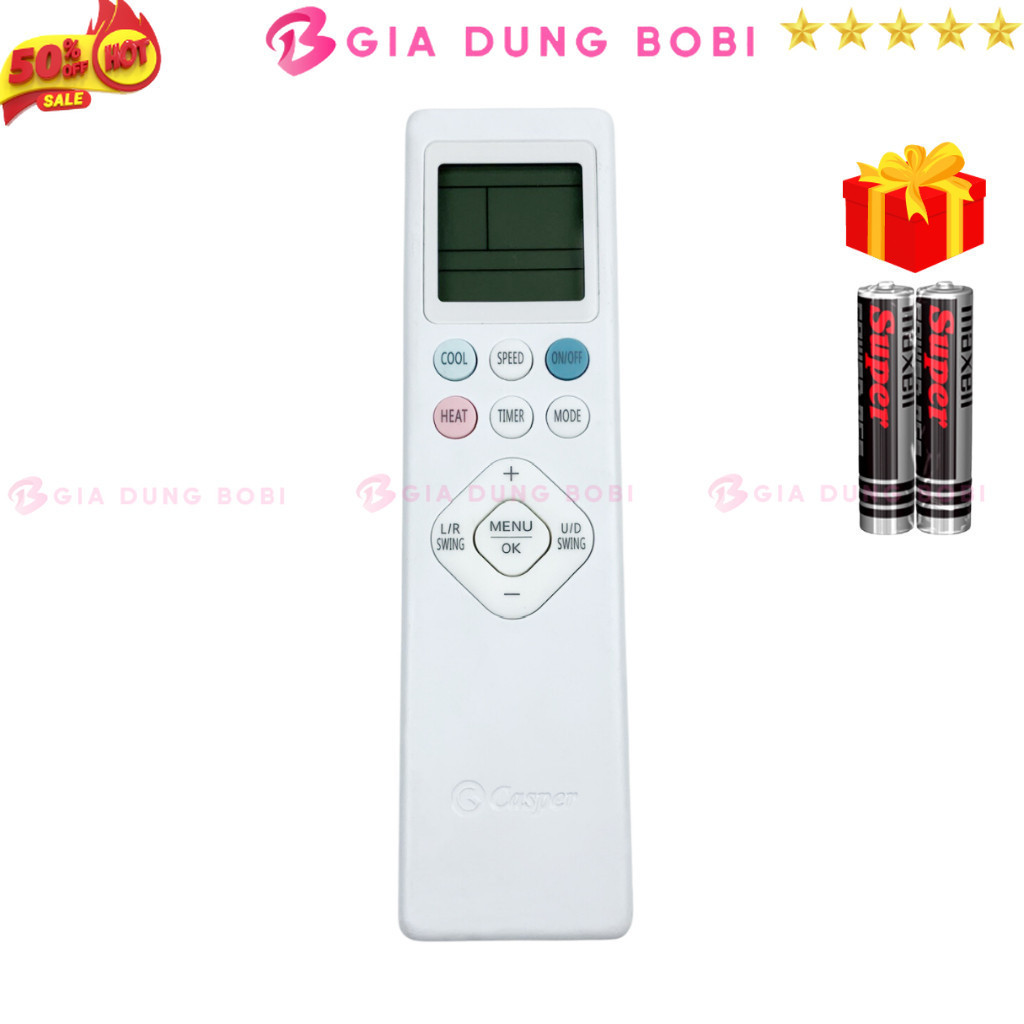 SKU283 - Điều khiển điều hòa CASPER Mã 01 hàng theo máy, remote máy lạnh CASPER 09IS35 - Tặng pin