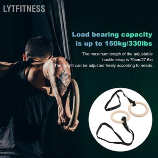 LYTFitness 1 Cặp Nhẫn Tập Thể Dục Bằng Gỗ Có Khóa Điều Chỉnh Dây Công Suất 330lbs Kéo Lên Cho Gym Tại Nhà Luyện