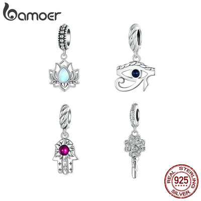 Phụ kiện chìa khóa may mắn Bamoer 925 Sterling Sliver Charm cho vòng tay