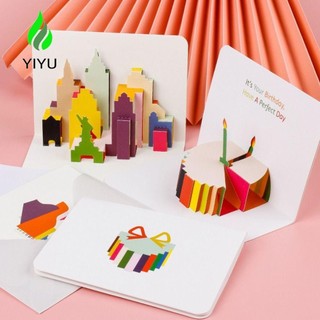 YIYU bật lên sinh nhật, Lời mời viết tay Thẻ bánh sinh nhật 3D, Lời chúc phúc gấp sáng tạo Cảm ơn Thiệp chúc mừng sinh nhật Chúc mừng sinh nhật