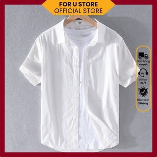Áo sơ mi ngắn tay nam nữ chất vải đũi xước thoáng mát cộc tay basic unisex đứng form không nhăn cao cấp NMK