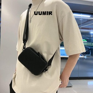 UUMIR Túi đeo vai sọc chéo, Túi đeo chéo nam bằng da PU, Túi đeo chéo màu trơn có dây kéo nhẹ