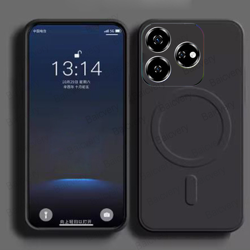 Zte Nubia V60 / Axon 60 / Axon 60 Lite Vỏ trong suốt Vỏ điện thoại Fundas Bảo vệ Camera Hỗ trợ Bộ sạc không dây từ tính có giá đỡ