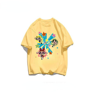[Polyester] Phiên bản Hàn Quốc Retro Áo thun ngắn tay cổ tròn in hình hoạt hình dễ thương dành cho nữ Quần áo mùa hè rộng rãi đa năng