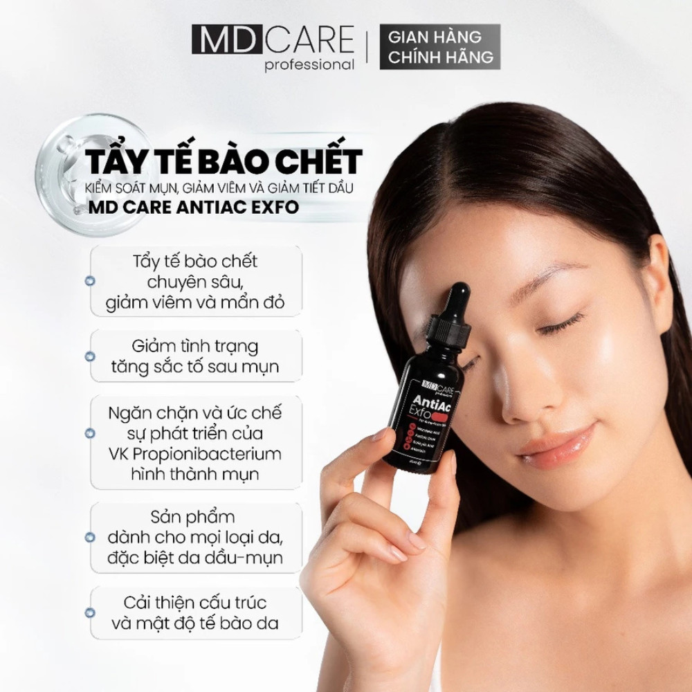 Ảnh 7 của Tẩy Tế Bào Chết Làm Sáng, Mờ Thâm, Đều Màu Và Da Kiểm Soát Mụn MD Care 10ml, 30ml