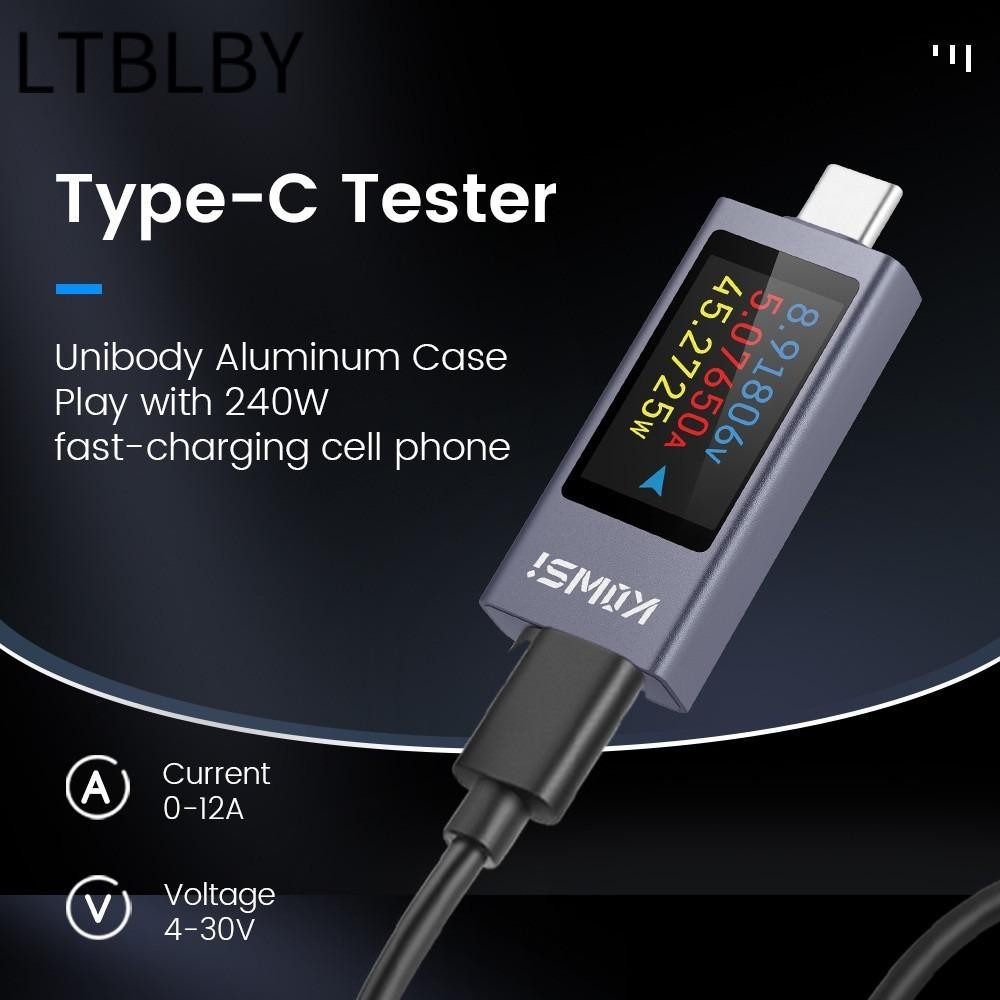 Máy đo dòng điện và điện áp LTBLBY, Máy kiểm tra đồng hồ đo điện Type-C KWS-2303C, Màn hình LCD DC 4