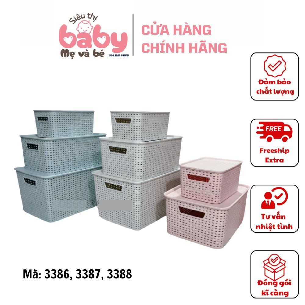 Rổ Nhựa Có Nắp Đựng Đồ Đa Năng 3386/3387/3388 - Siêu thị Mẹ và bé uy tín