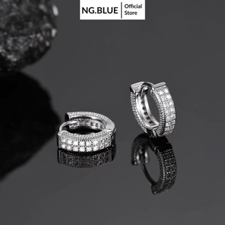 Khuyên bông tai nam nữ bạc s925 tròn đính đá sang trọng xoắn vòng không gỉ hoa tai đẹp nụ thời trang hiphop