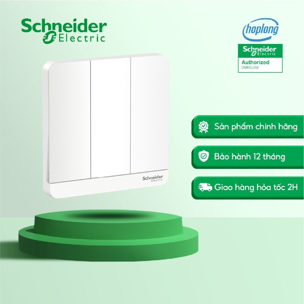 Bộ công tắc ba 1 chiều Schneider E8333L1LED_WE_G19 - 16A có đèn LED hiển thị màu trắng dòng AvatarON