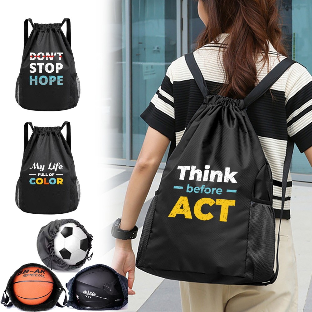 Double Shoulder Basketball Backpack Fashionable Display Portable Helmet Storage Bag Phrase Pattern