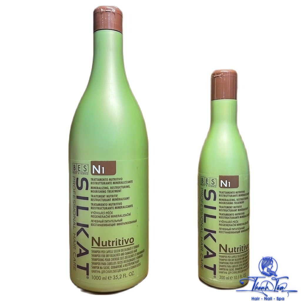 [ NK ] Dầu gội dành cho tóc khô, phai màu, hỏng Bes Hergen Silkat N1 Nutritivo Shampoo 1000ml