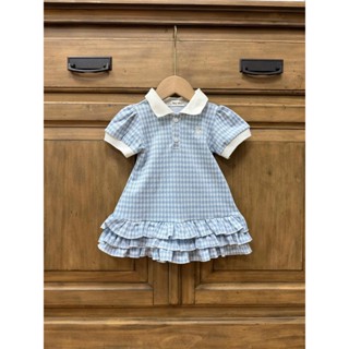 H74 Tiny Winy - Váy polo caro xanh chân bèo dễ thương cho bé gái