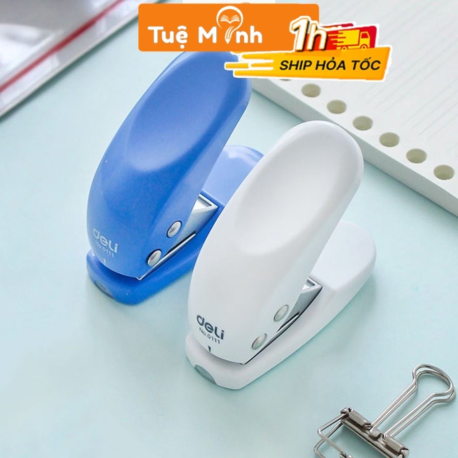 Bấm lỗ giấy mini Deli cầm tay làm sổ còng tối đa 10 tờ 80gsm C08, dụng cụ đục lỗ binder