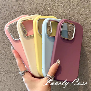 Ốp Điện Thoại Silicon Màu Macaron Tương Thích Cho iPhone 11 12 XR 15 14 13 Pro Max 7 8 SE 2020 Xs Max 6 6s Plus INS Màu Trơn Cảm Giác Da Mạ Điện Ống Kính Vỏ Mềm