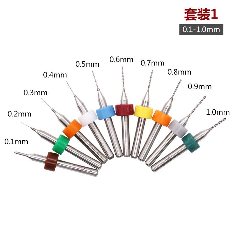 Mũi khoan siêu nhỏ cacbua Bộ mũi khoan CNC Mini Bảng mạch in Nhập khẩu Hợp kim cứng Mũi khoan PCB 0,1-3mm