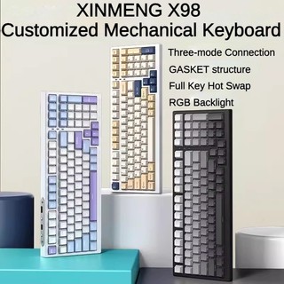 Bàn phím cơ XINMENG X98 2.4g Bluetooth không dây Ba chế độ Trao đổi nóng RGB Cấu trúc đệm tùy chỉnh Trò chơi Văn phòng