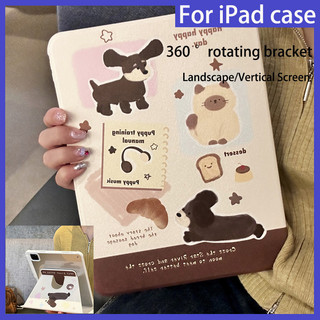 Ốp ipad hình chú chó nhỏ dễ thương cho ipad Air 4 / 5 10.9 "mini6 ipad 5 6 9.7 ipad 10 10.9" 7th 8th 9th 10.2inch Air3 10.5 Pro11 "12.9 casetify 360° Chân đế xoay có khe cắm bút Vỏ Acrylic