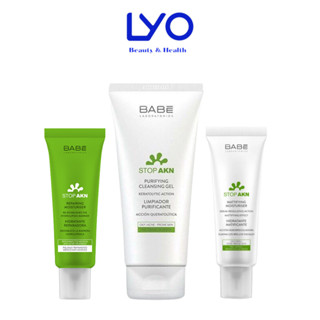 Bộ Sản Phẩm Sữa Rửa Mặt/Kem Dưỡng/Tẩy Trang/Sữa Dưỡng Thể BABE Laboratorios Babé Stop AKN Cho Da Dầu Mụn 8ml - 200ml