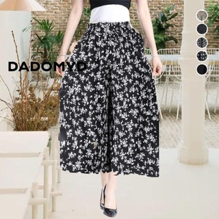 DADOMYD giãn eo cao Culotte, Quần váy mẹ thanh lịch Quần ống rộng, In quần áo nữ Baggy in hoa Culotte