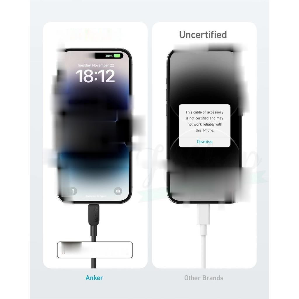 Cáp sạc nhanh Anker 310 A81A1 0.9m /A81A2 A81B5 A81B6 1.8m sạc nhanh cho 8 x xs xs max 11 12 13 14 PRO MAX | BigBuy360 - bigbuy360.vn