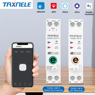 Taxnele Ewelink 1P + N 63A 110V 220V WIFI Công tắc thông minh Đồng hồ đo năng lượng Kwh Đo mạch ngắt điện áp Bảo vệ dòng điện