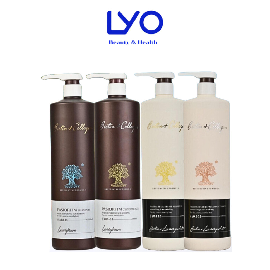 Dầu Gội Xả Dưỡng Ẩm, Phục Hồi Tóc Suôn Mượt Biotin Collagen Voudioty Luxury Brown & Luxury White 100