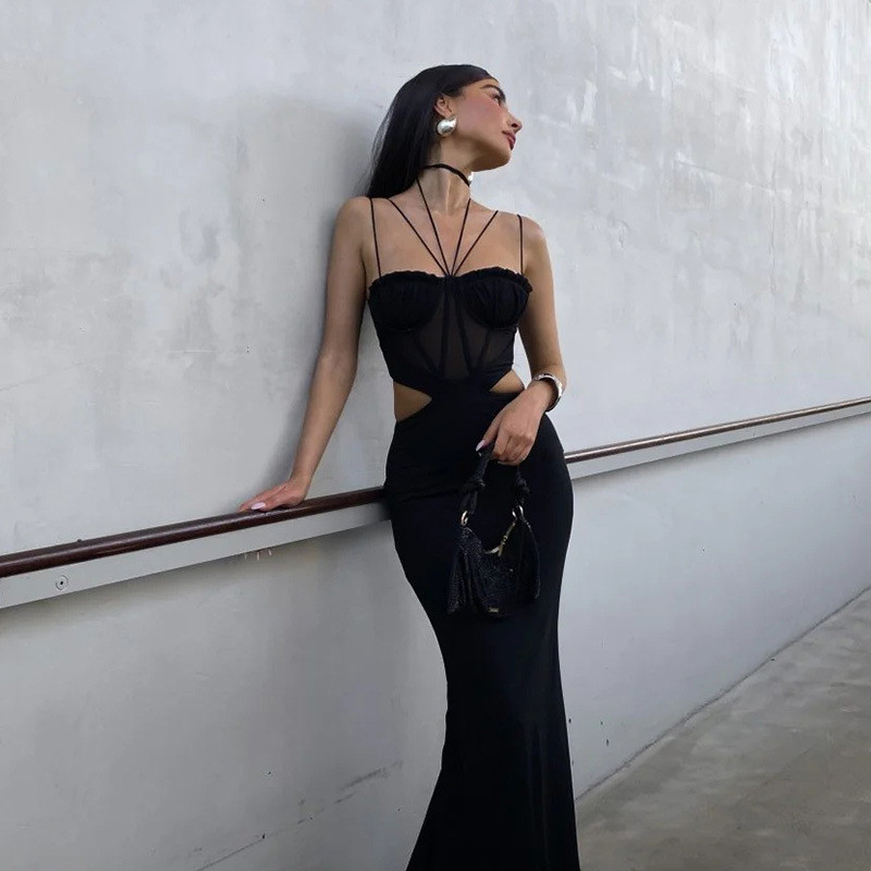 Đầm đeo thắt lưng lưới DUNEA