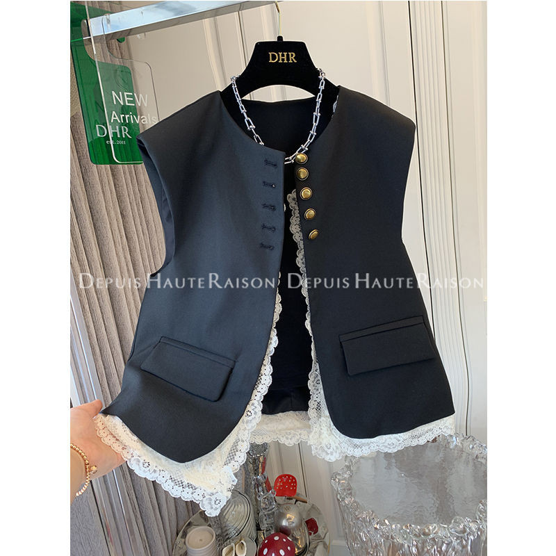 Cao Cấp Siêu Đẹp Ren Giả Hai Mảnh Phù Hợp Với Áo Vest Áo Khoác Nữ Phiên Bản Hàn Quốc Xuân Thu Phong Cách Mới