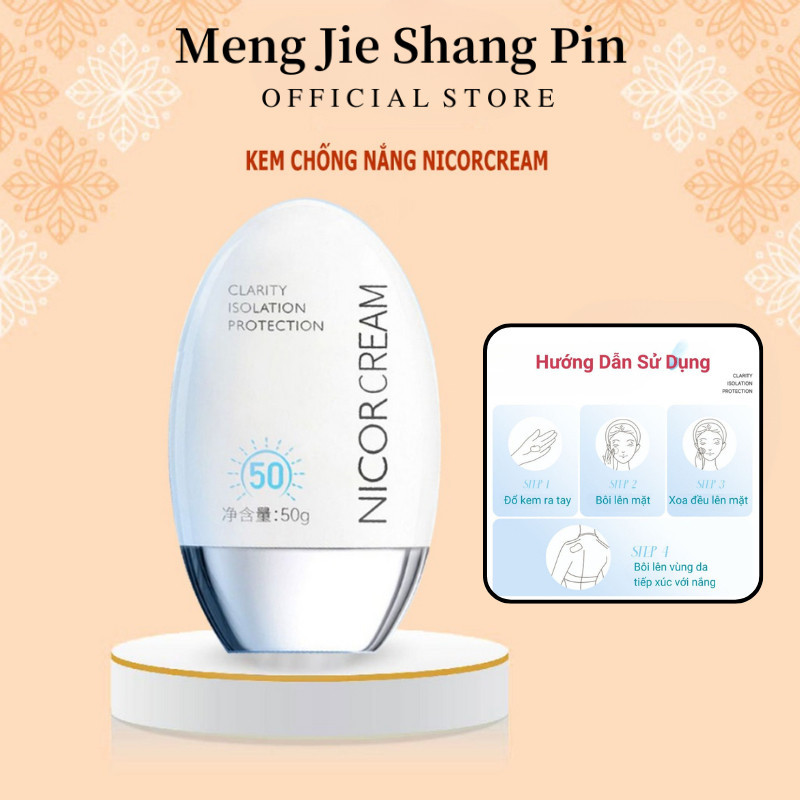 Nicor SPF 50 Kem Chống Nắng Cô Lập Chuyên Sâu UV Chống Nắng Kem Chống Tia UV Dưỡng Ẩm Nhẹ Bảo Vệ Chố
