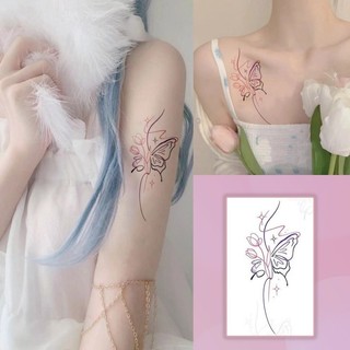Hình xăm họa tiết bướm ruy băng đầy màu sắc, hình xăm cánh tay cô gái dễ thương, nhãn dán hình xăm chống thấm nước, hình xăm giả tạm thời lão hóa trong 7 ngày