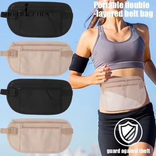 1 Gói thắt lưng du lịch thể thao hai lớp di động - Túi thắt lưng chống nước nhẹ vô hình - dành cho túi thắt lưng tiền hộ chiếu Unisex