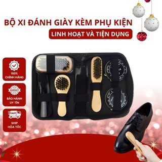 Bộ Xi Đánh Giày Da 7 Món Cao Cấp, Si Đánh Giày Đen, Trắng, Nâu, Không Màu, Bàn Chải Đánh Giày, Vệ Sinh Giày