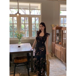 Đầm maxi không tay in họa tiết gạc sang trọng Váy maxi dây gợi cảm