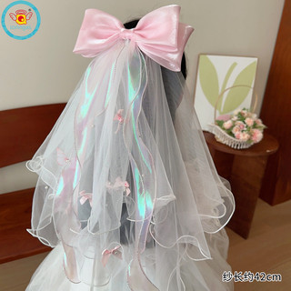 Mạng che mặt trẻ em Kẹp tóc nơ bé gái Hoa trẻ em Kẹp tóc lưới công chúa kẹp tóc kẹp tóc váy cưới kẹp tóc