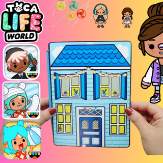 búp bê bằng giấy ngôi nhà búp bê thủ công tocaboca The Girl In the Blue House