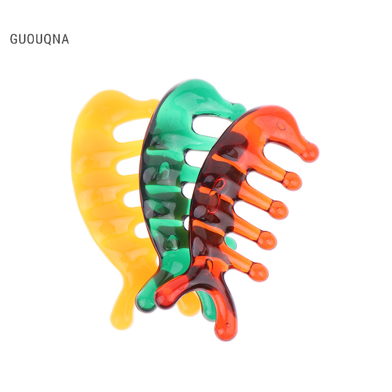 GUOUQNA Lược massage kinh tuyến bằng nhựa Bàn chải sừng bò rộng Guasha BASL