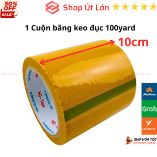  1 Cuộn băng keo Đục OPP rộng 10cm,100yard,lõi giấy 3mm băng keo đục hải sản dán thùng xốp đông lạnh 