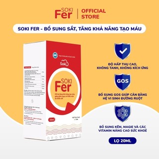 Soki Fer Giúp Bổ Sung Sắt, Tăng Khả Năng Tạo Máu, Giúp Nâng Cao Sức Khỏe, Giảm Tình Trạng Mệt Mỏi Chán Ăn Hộp 20ml