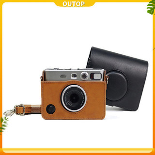 Túi đựng máy ảnh OUTOP Tương thích với Instax Mini Evo Pu Da Retro Túi chụp ảnh kỹ thuật số có dây đeo vai