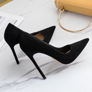 Xuân Thu Phong Cách Mới Thời Trang Giày Cao Gót Đen Phù Hợp Với Nữ Stiletto Gót Chân 10cm Gợi Cảm Châu Âu Mỹ Pháp Bé Gái Giày Đơn Nhỏ
