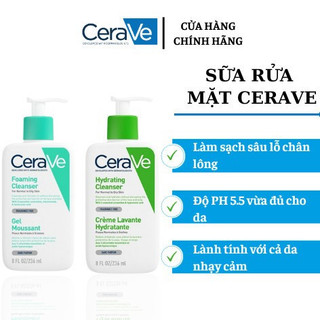 ̣̣̣ Sữa Rửa Mặt CeraVe Hydrating, Foaming Cleanser - Dành Cho Da Dầu Mụn, Khô, Nhạy Cảm Size 236ml