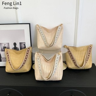 Túi Rơm FENGLIN, Túi Xách Mây Dệt, Bím Handmade Dễ Thương Túi Đeo Vai Dung Tích Lớn Đi Biển Mùa Hè