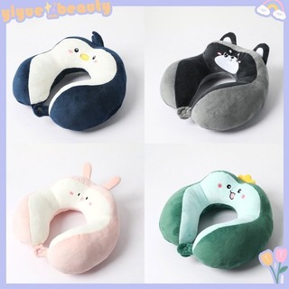 Gối kê cổ  chữ U vải cotton PP thêu nhân vật hoạt hình đáng yêu tiện lợiHB