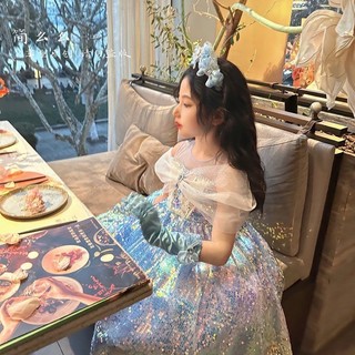 [Cinderella Cinderella] Đầm cổ tích thời trang phong cách mới dành cho trẻ em Váy công chúa ren231772Q Q