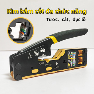 Dụng cụ ép đầu kìm bấm dây cáp mạng CAT5,6,7 kềm Xuyên thấu và đầu thường nhỏ gọn chính xác rj11 rj45